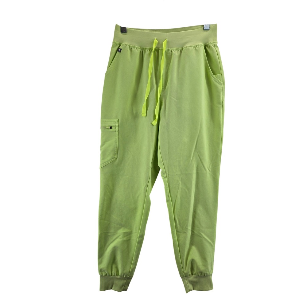 Figs Zamora Jogger Scrub Pants Lime Green High Waisted Medium Nursing Medical
